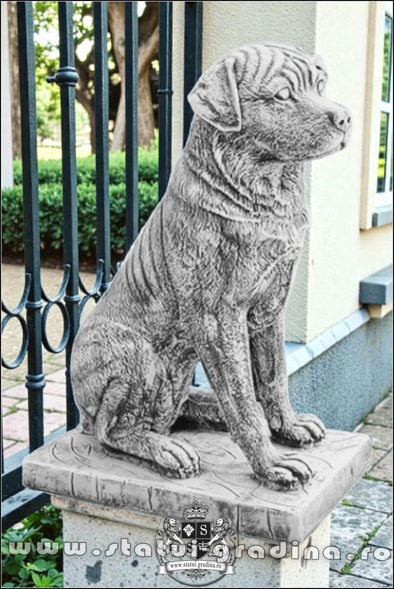 Statuetă câine rottweiler, gri patinat, model S12. (2)