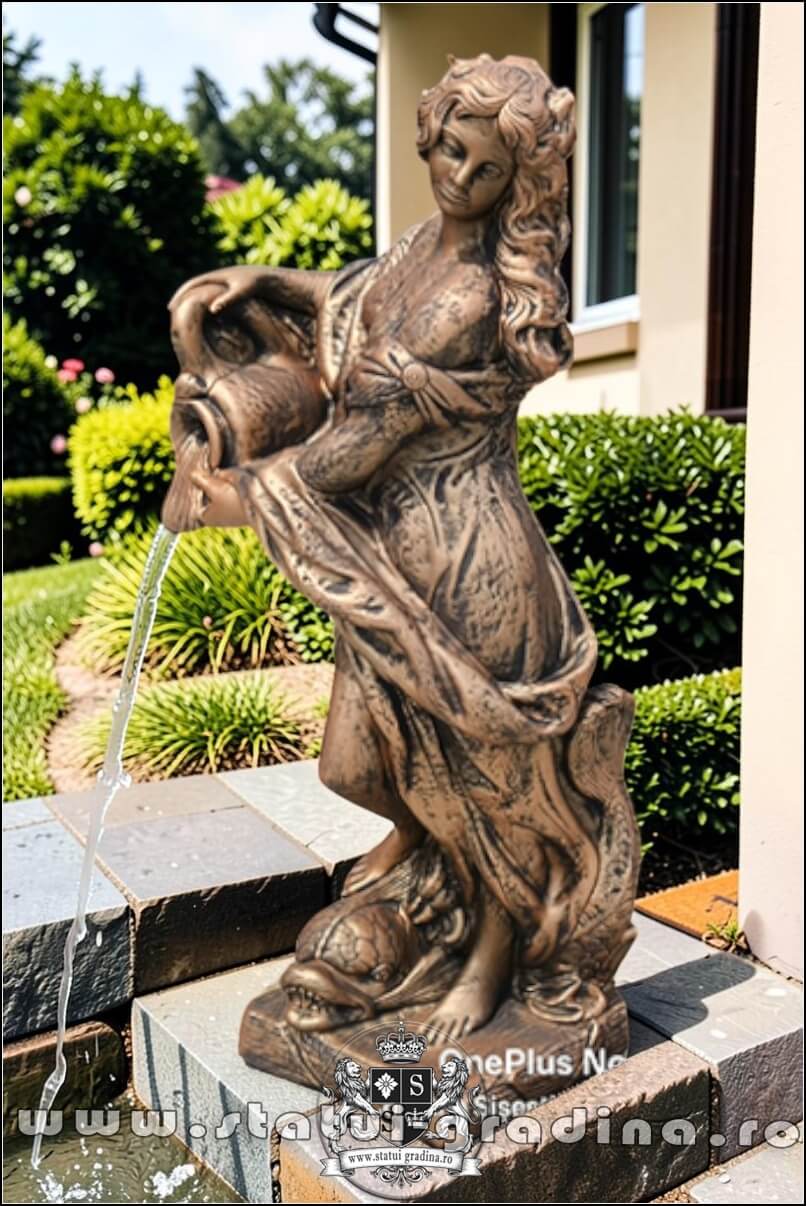 Statuetă domnița cu ulcea, arămiu patinat, model S16. (1)