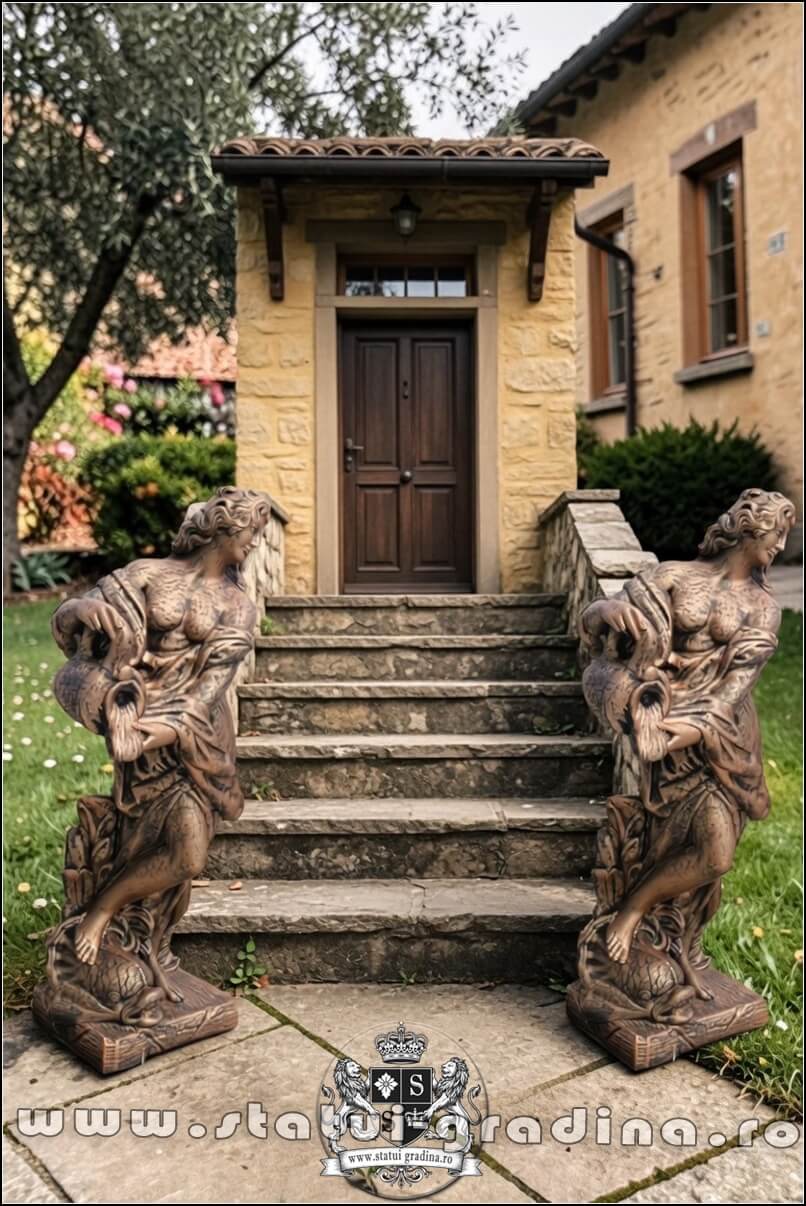 Statuetă domnița cu ulcea, arămiu patinat, model S16. (5)