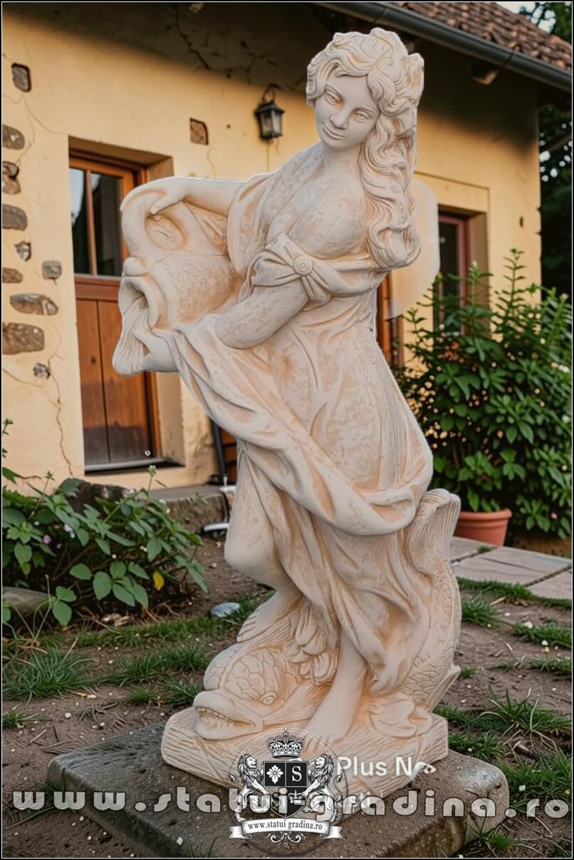 Statuetă domnița cu ulcea, galben patinat, model S16. (1)