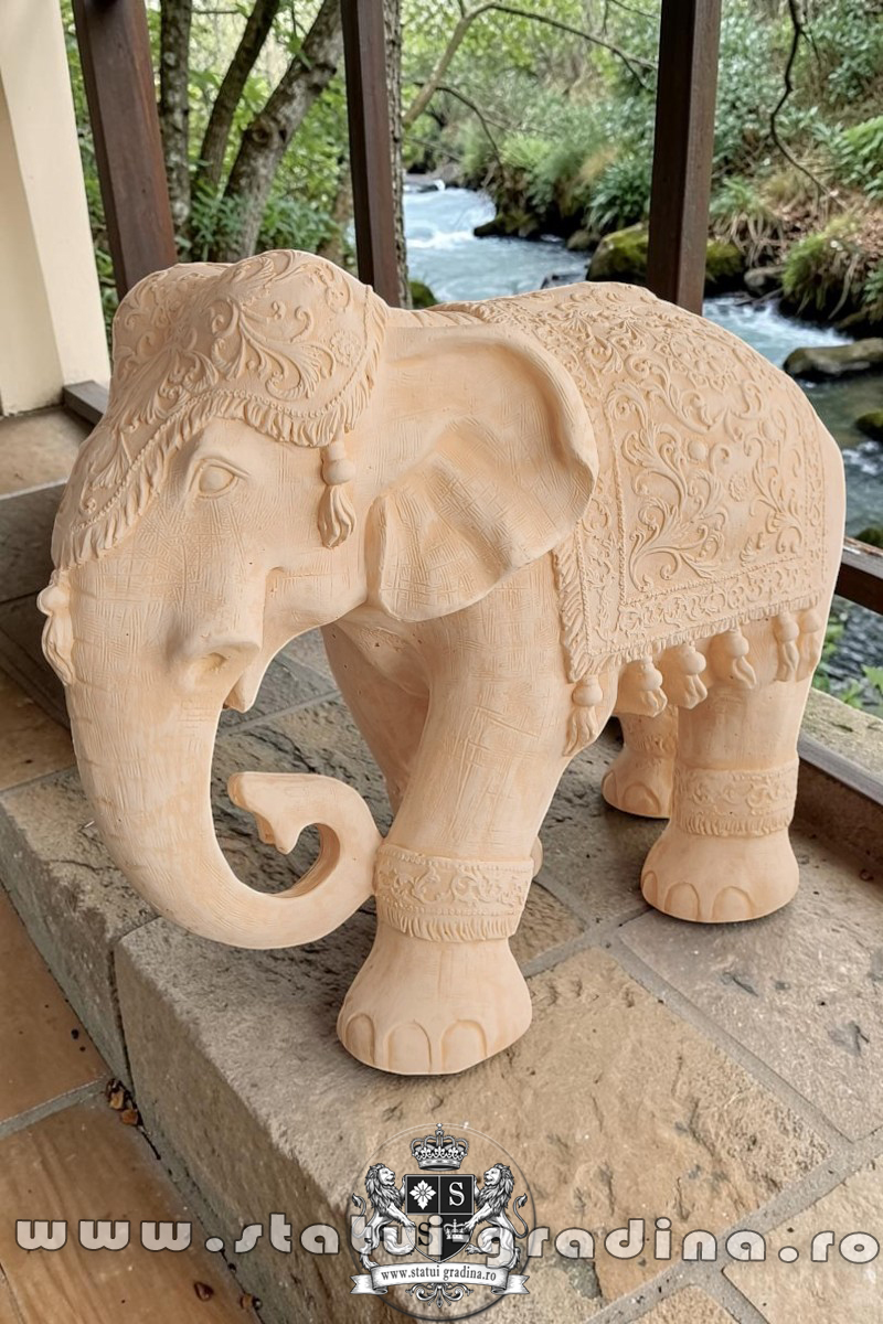 Statuetă elefant mare, gri patinat, model S54. (1)