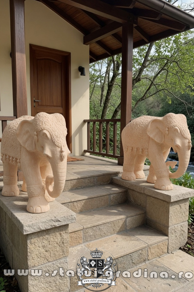 Statuetă elefant mare, gri patinat, model S54. (5)