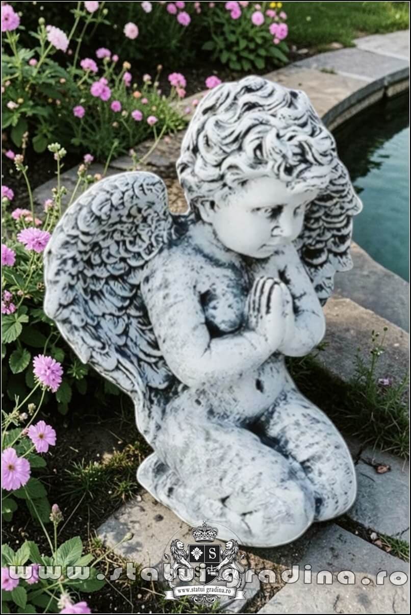 Statuetă îngeraș, gri antichizat, model S4. (2)