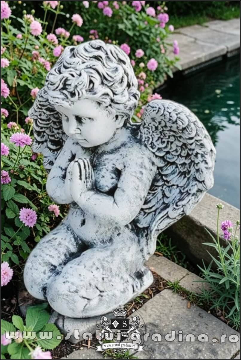 Statuetă îngeraș, gri antichizat, model S4. (3)
