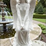 Statuetă îngeraș mare, alb marmorat, model S9.