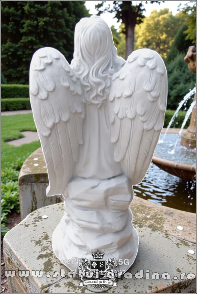 Statuetă îngeraș mare, alb marmorat, model S9. (4)