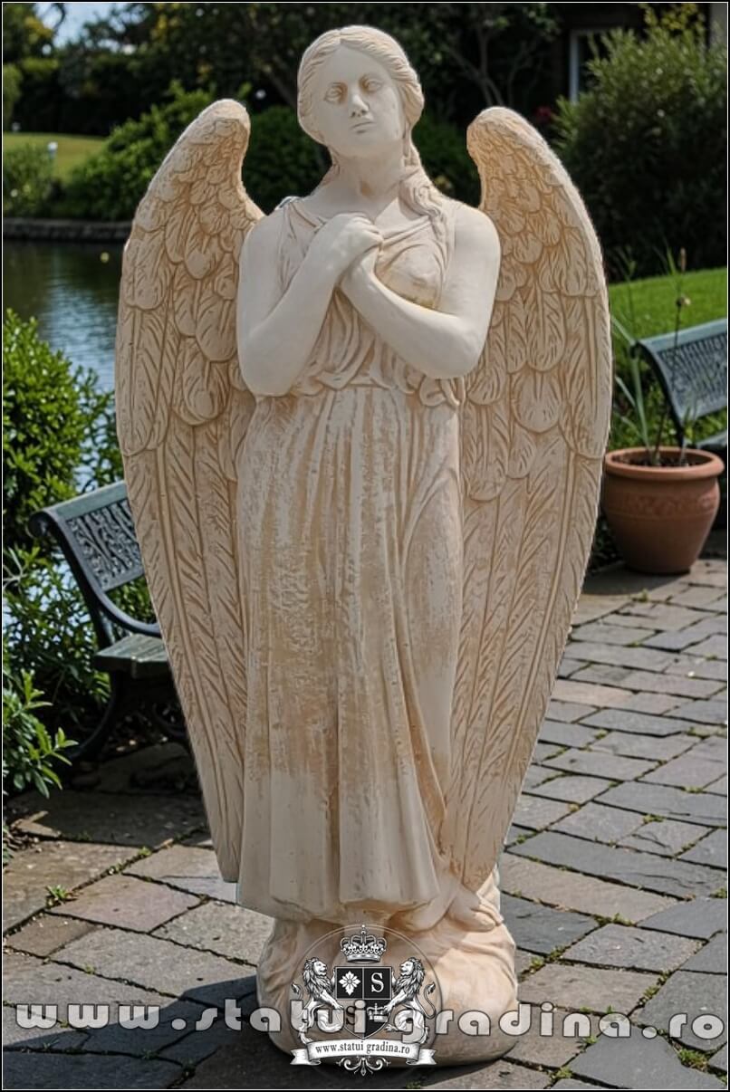 Statuetă îngeraș mare, galben patinat, model S20. (1)