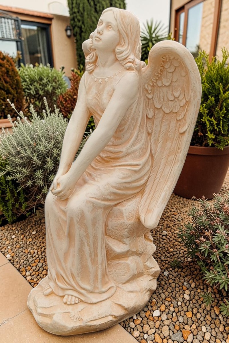 Statuetă îngeraș mare, galben patinat, model S9. (3)