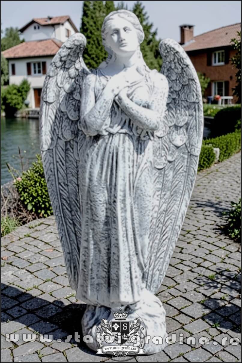 Statuetă îngeraș mare, gri patinat, model S20. (1)