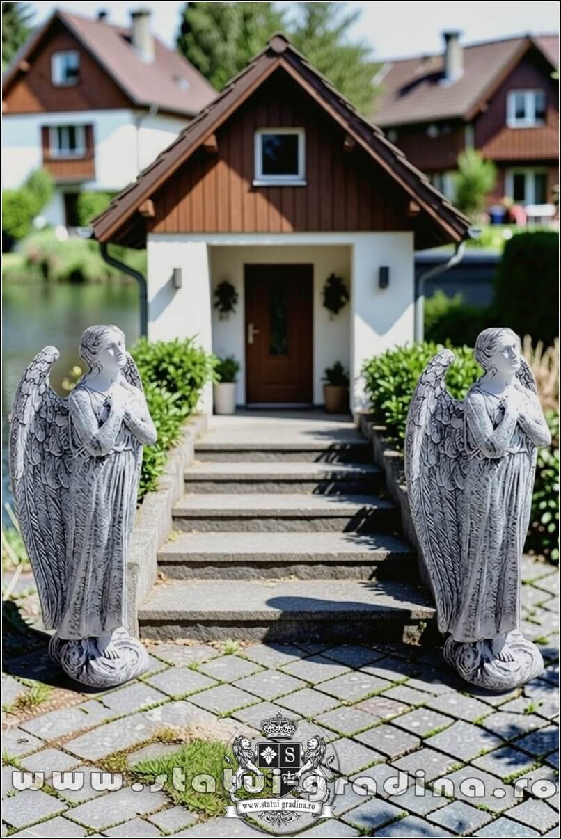 Statuetă îngeraș mare, gri patinat, model S20. (5)