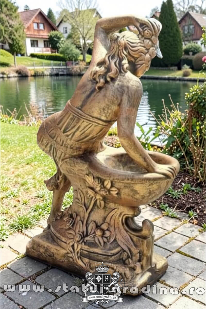 Statuetă jardinieră flori, arămiu patinat, model J12. (3)