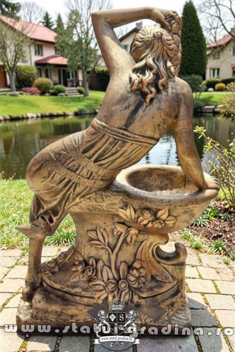 Statuetă jardinieră flori, arămiu patinat, model J12. (4)