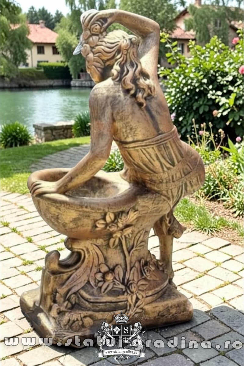 Statuetă jardinieră flori, arămiu patinat, model J12. (5)