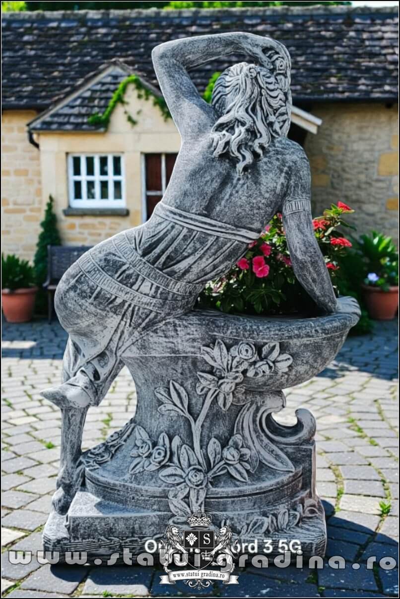 Statuetă jardinieră flori, gri patinat, model J12. (4)