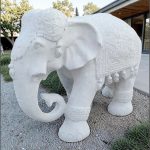 Statuetă elefant mare, alb marmorat, model S54.