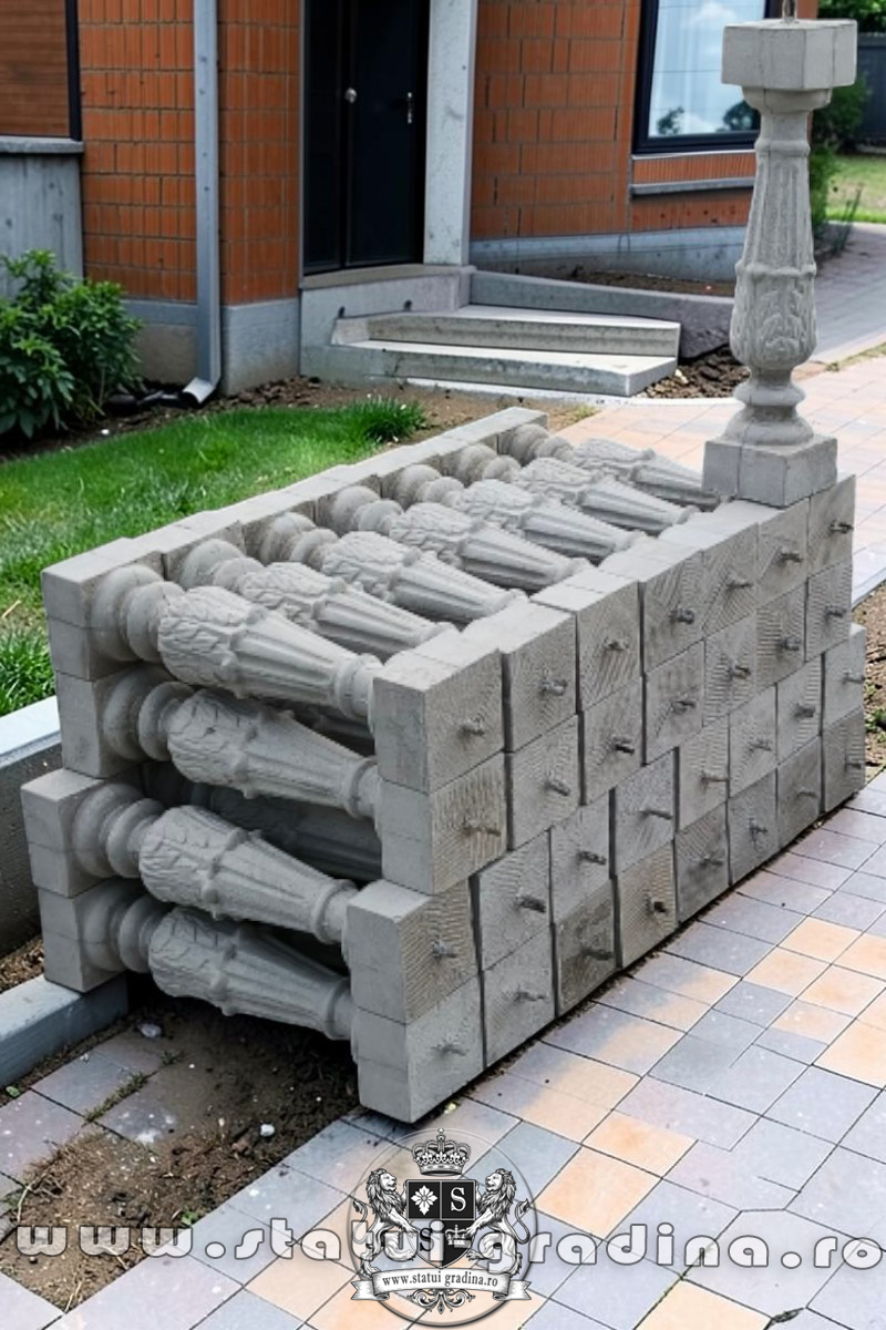 Stâlpișori, baluștri, popici, mosoare, din beton, model B12. (2)
