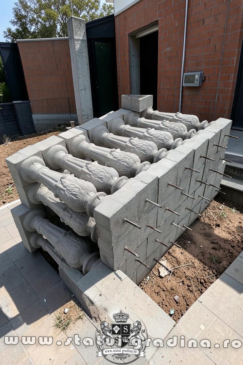 Stâlpișori, baluștri, popici, mosoare, din beton, model B12. (4)