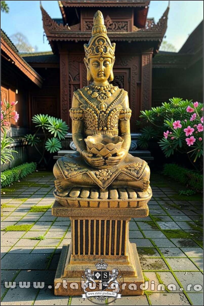 Statuetă Buddha Kwan Yin, auriu antichizat, model S8 (2). (1)