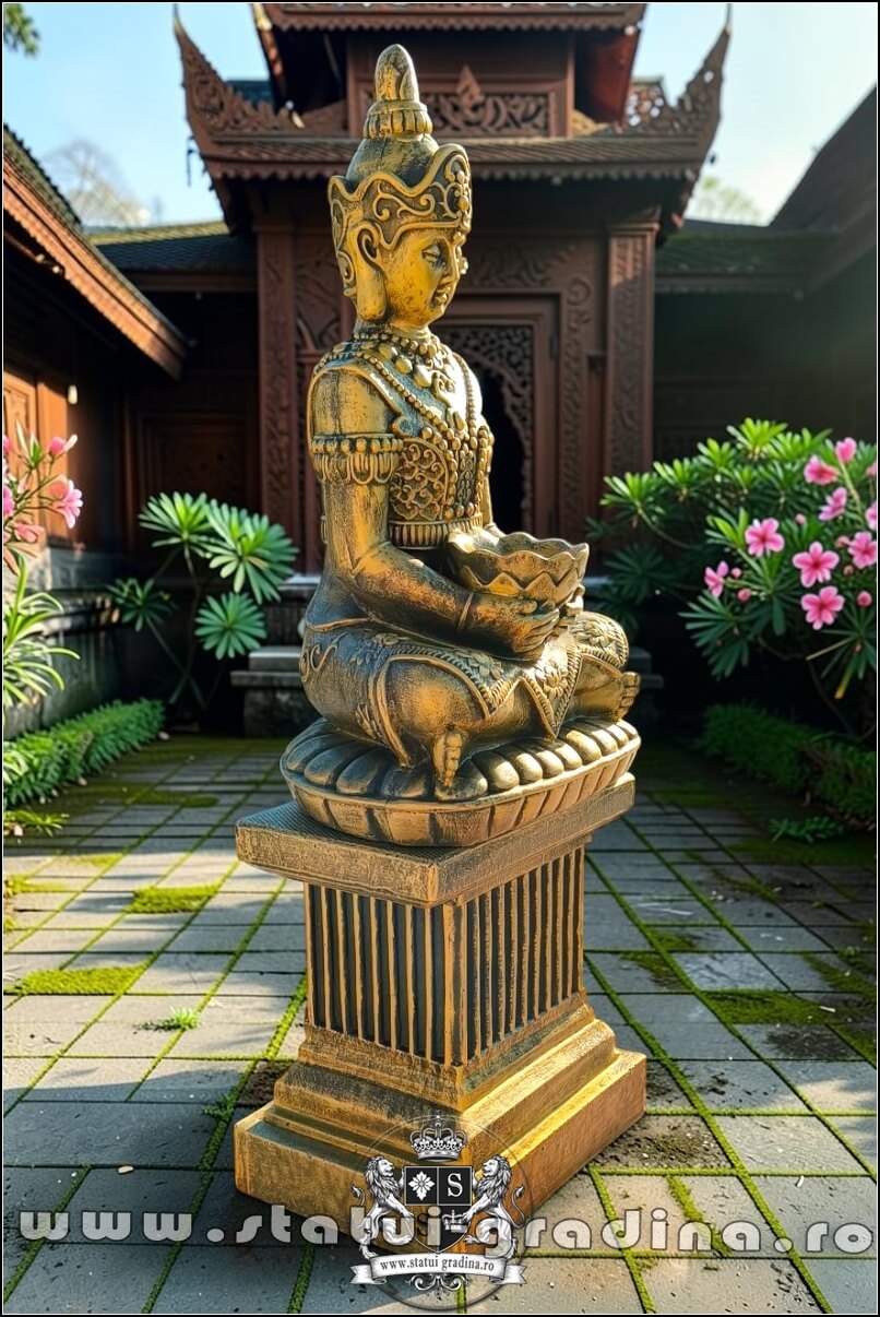 Statuetă Buddha Kwan Yin, auriu antichizat, model S8 (2). (2)