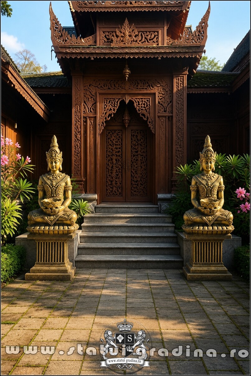 Statuetă Buddha Kwan Yin, auriu antichizat, model S8 (2). (5)