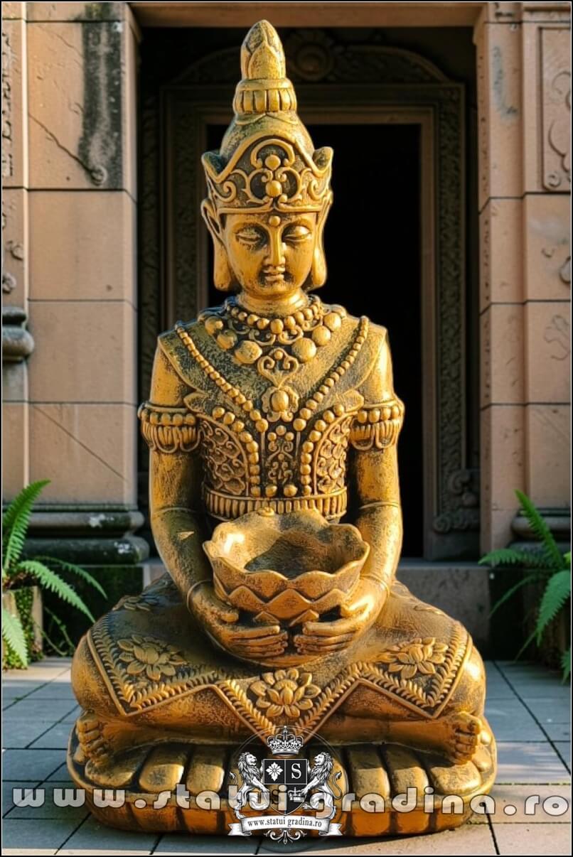 Statuetă Buddha Kwan Yin, auriu antichizat, model S8. (1)