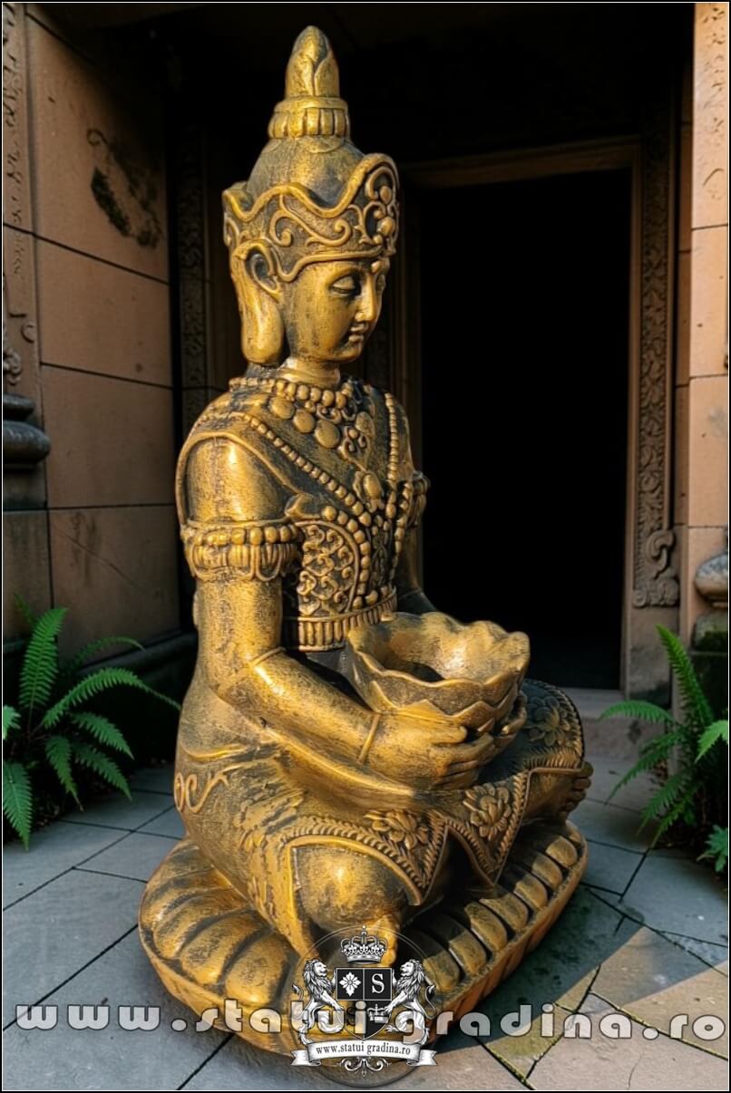 Statuetă Buddha Kwan Yin, auriu antichizat, model S8. (2)