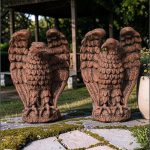 Statuetă vultur, acvilă, șoim, uliu, terracotta patinat, model S13.