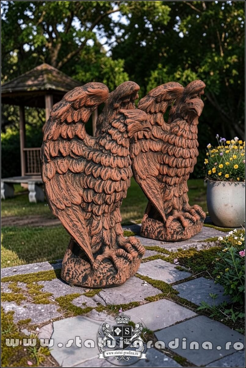 Statuetă vultur, acvilă, șoim, uliu, terracotta patinat, model S13. (2)